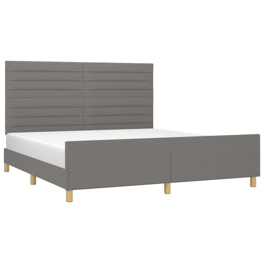 Estrutura de cama sem colchão 180x200 cm tecido cinzento-escuro