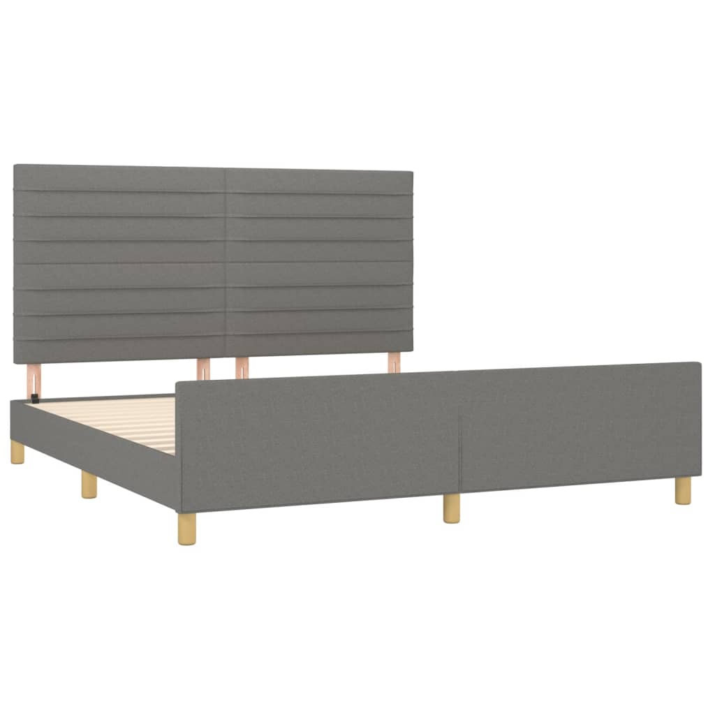 Estrutura de cama sem colchão 180x200 cm tecido cinzento-escuro