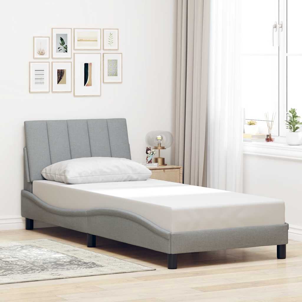 Estrutura de cama sem colchão hanko 90x190 cm tecido cinzento-claro