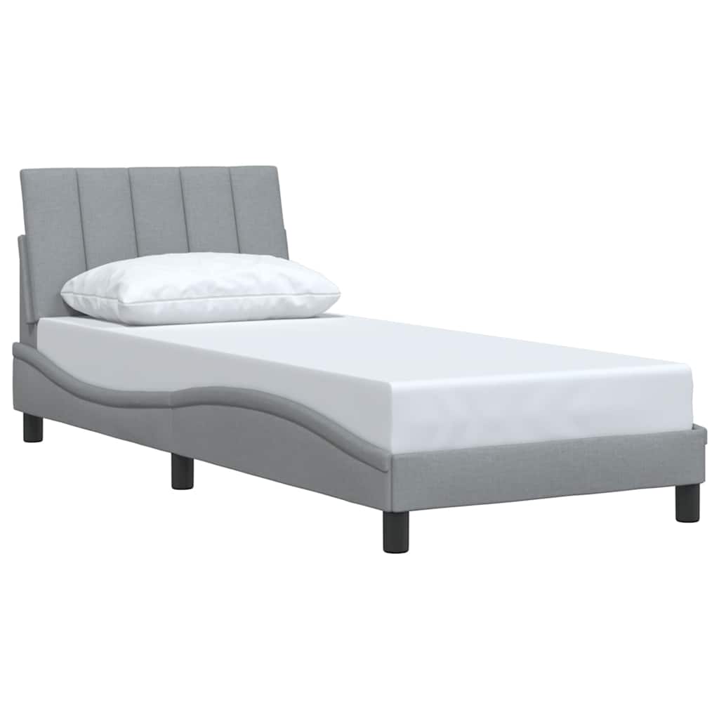 Estrutura de cama sem colchão hanko 90x190 cm tecido cinzento-claro