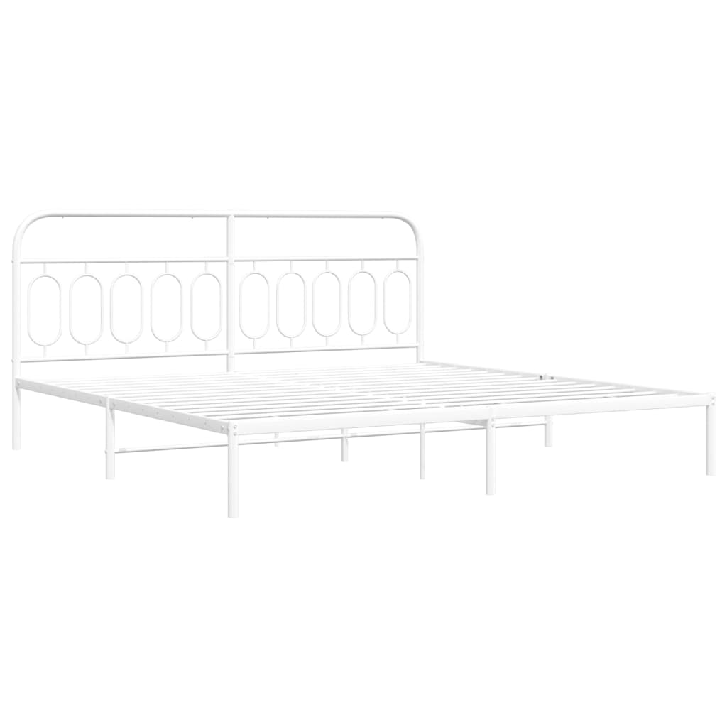 Estrutura de cama com cabeceira 200x200 cm metal branco