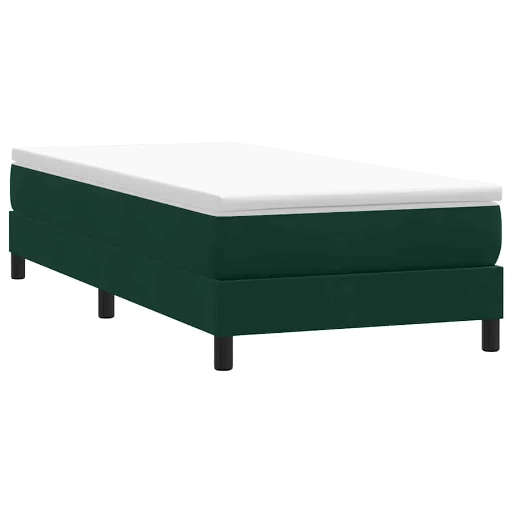 Box cama de molas sem colchão verde escuro 100x210 cm veludo