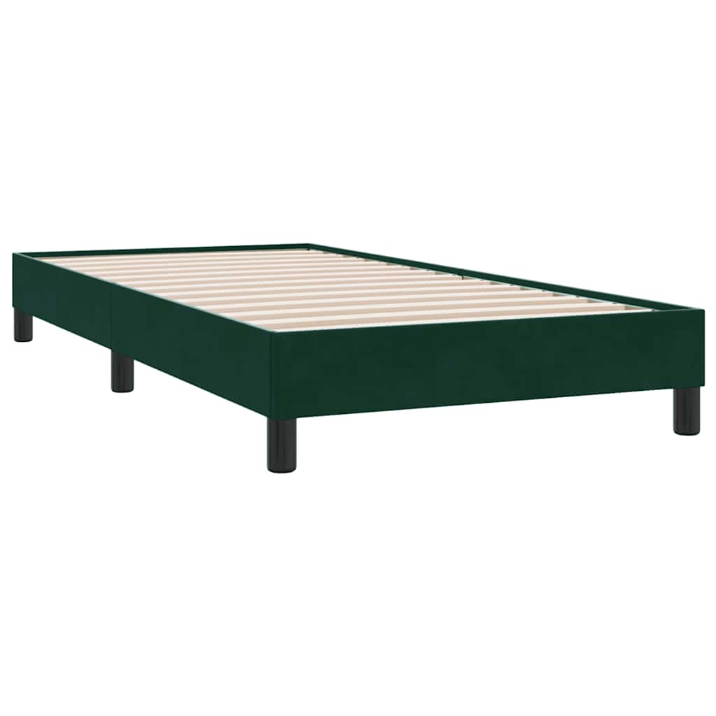 Box cama de molas sem colchão verde escuro 100x210 cm veludo