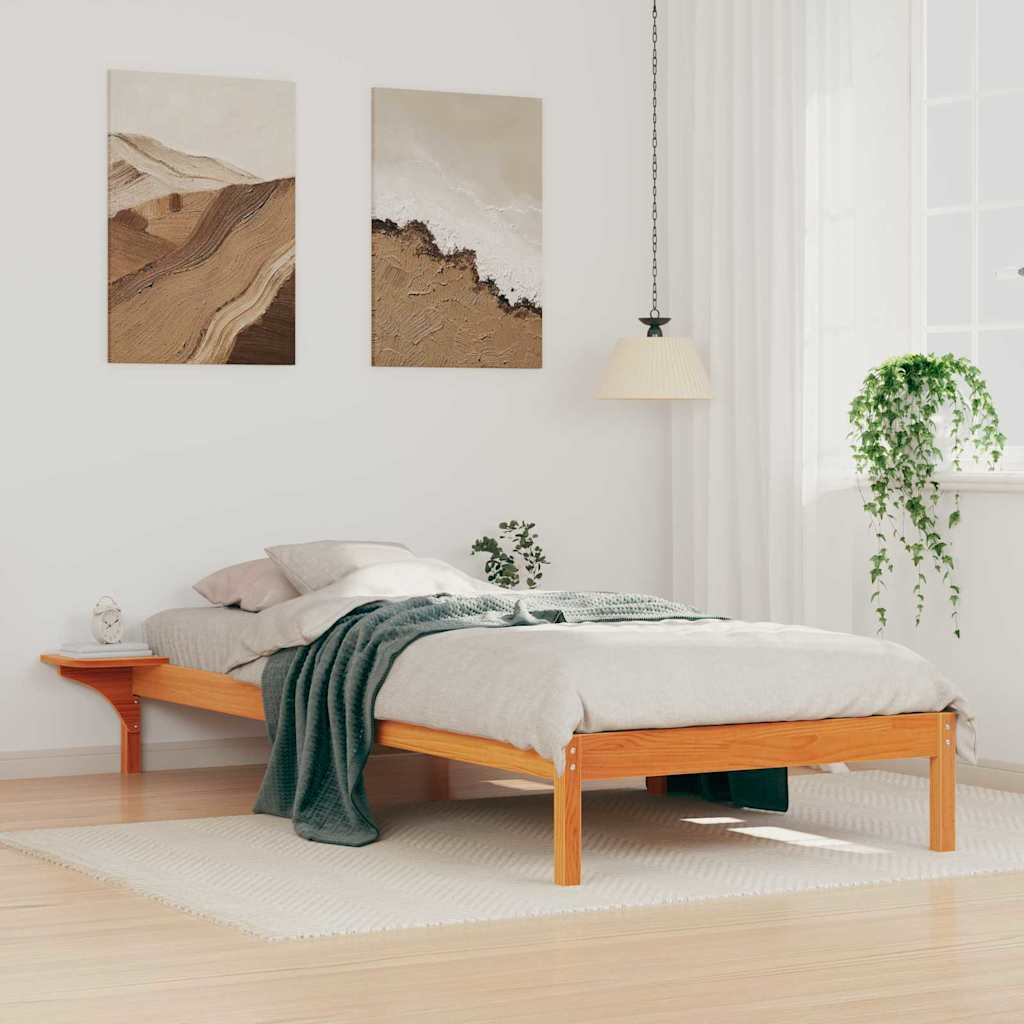 Cama com mesas laterais marrom cera 100 x 210 cm