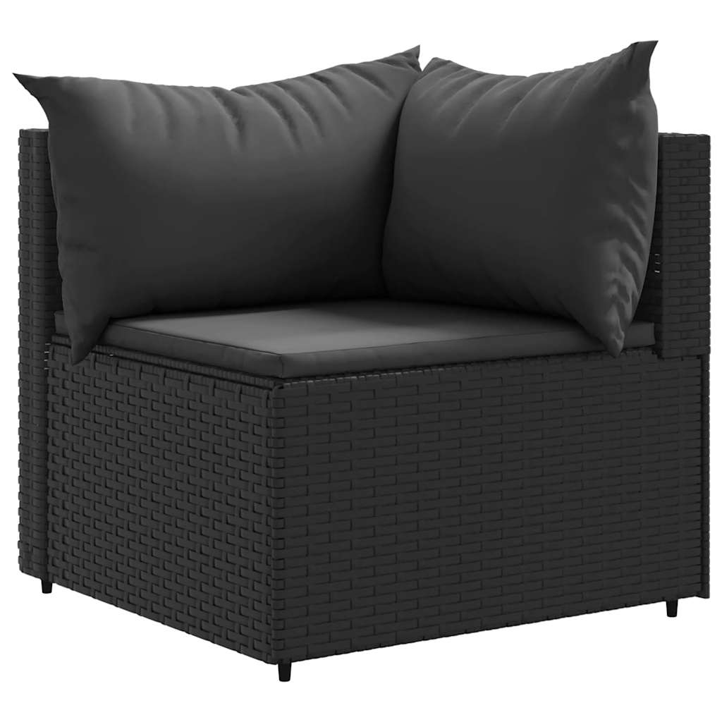 5 Pcs conjunto lounge de jardim c/ almofadões vime PE preto