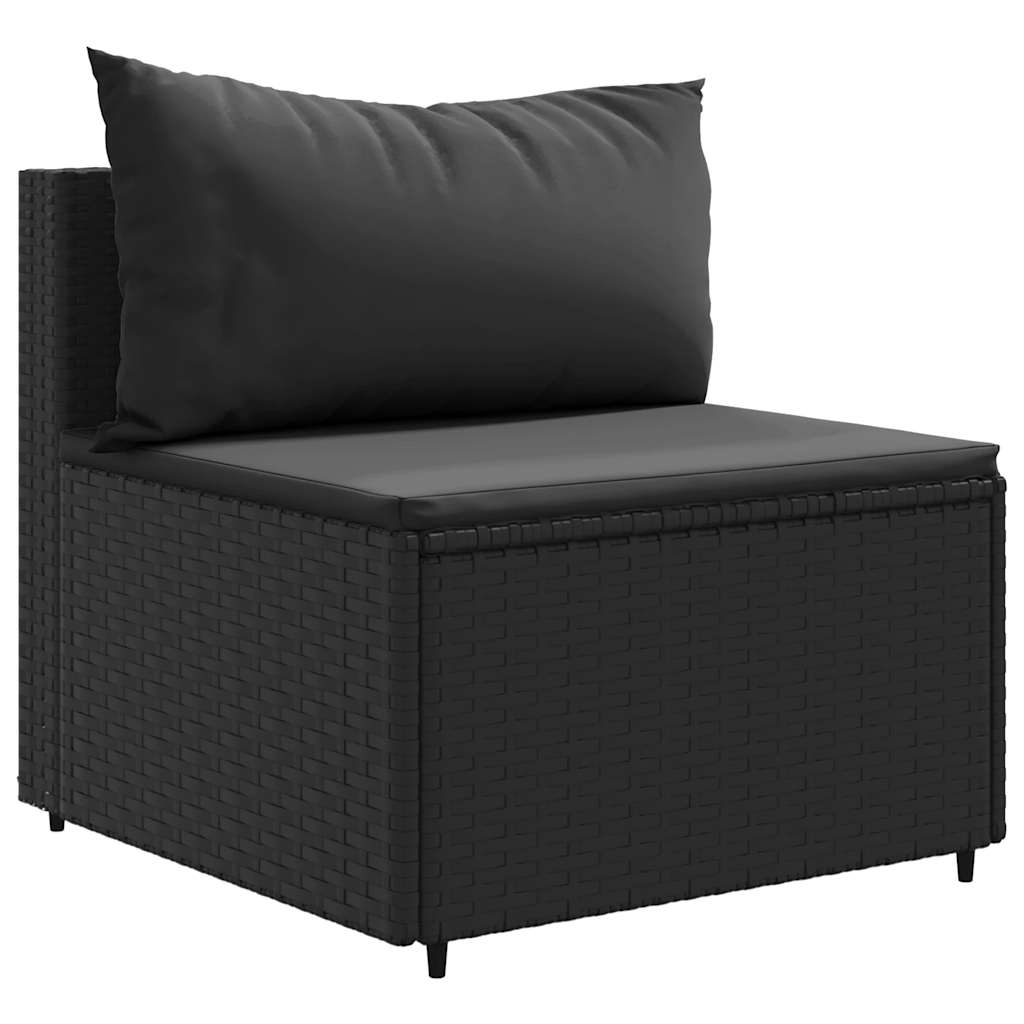 5 Pcs conjunto lounge de jardim c/ almofadões vime PE preto