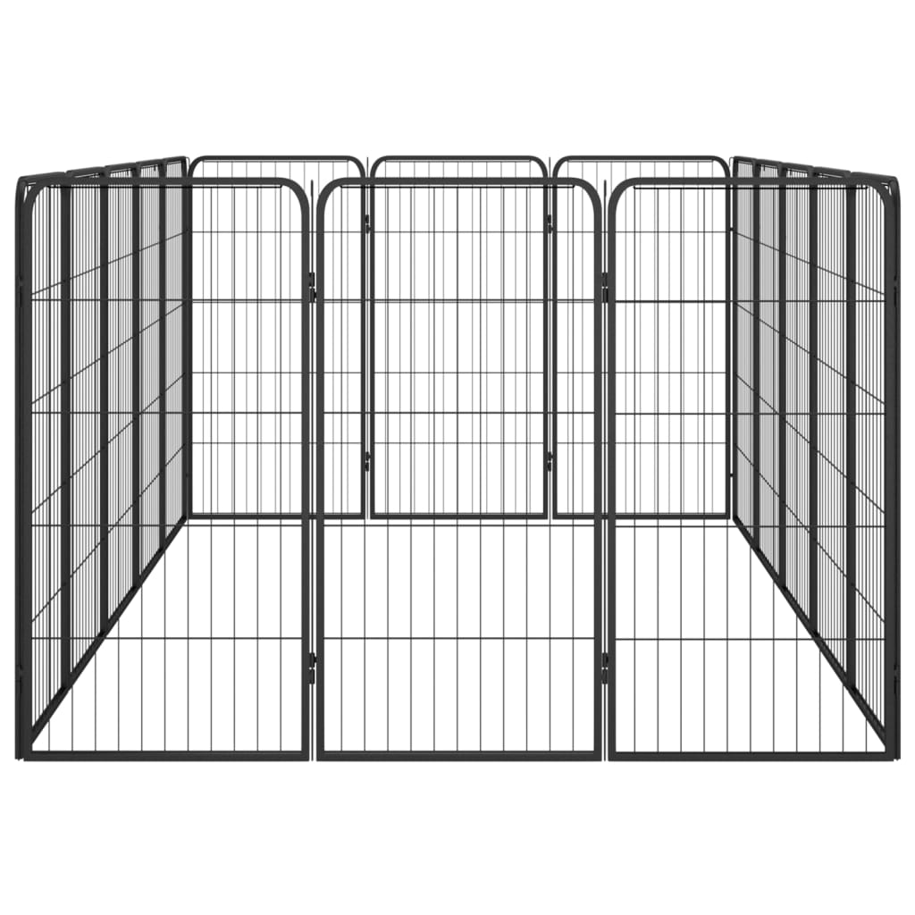 Parque p/ cães c/ 16 painéis 50x100 cm aço revestido a pó preto