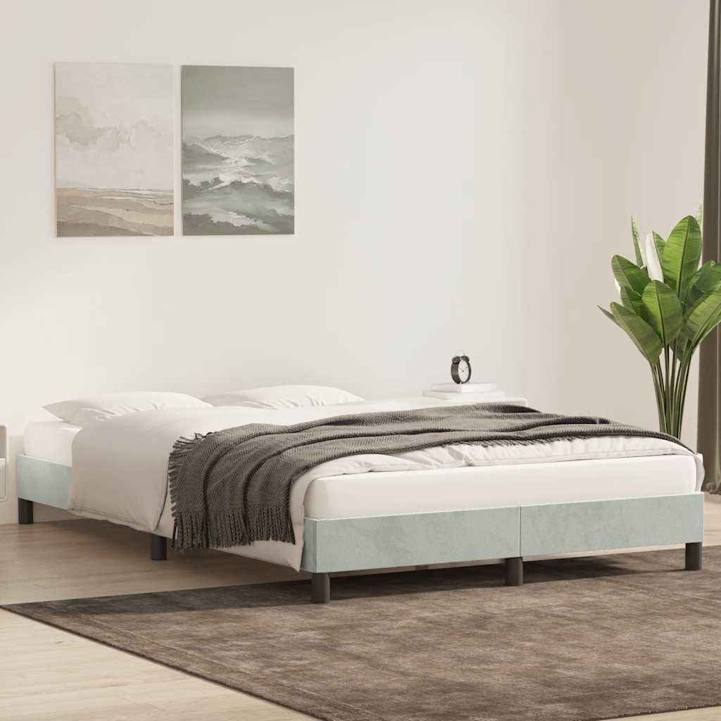 Estrutura de cama sem colchão 140x210 cm veludo cinzento-claro