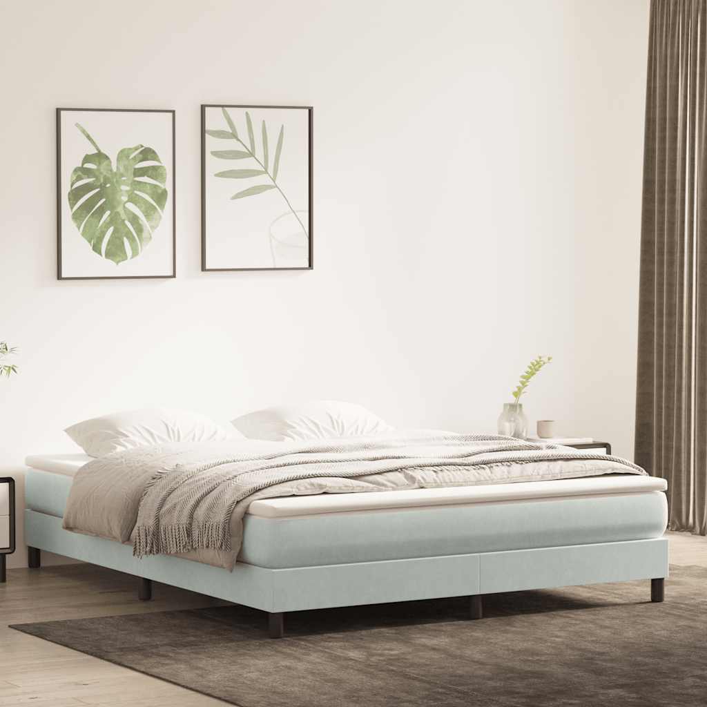 Cama sem molas/colchão 180x210 cm veludo cinzento-claro