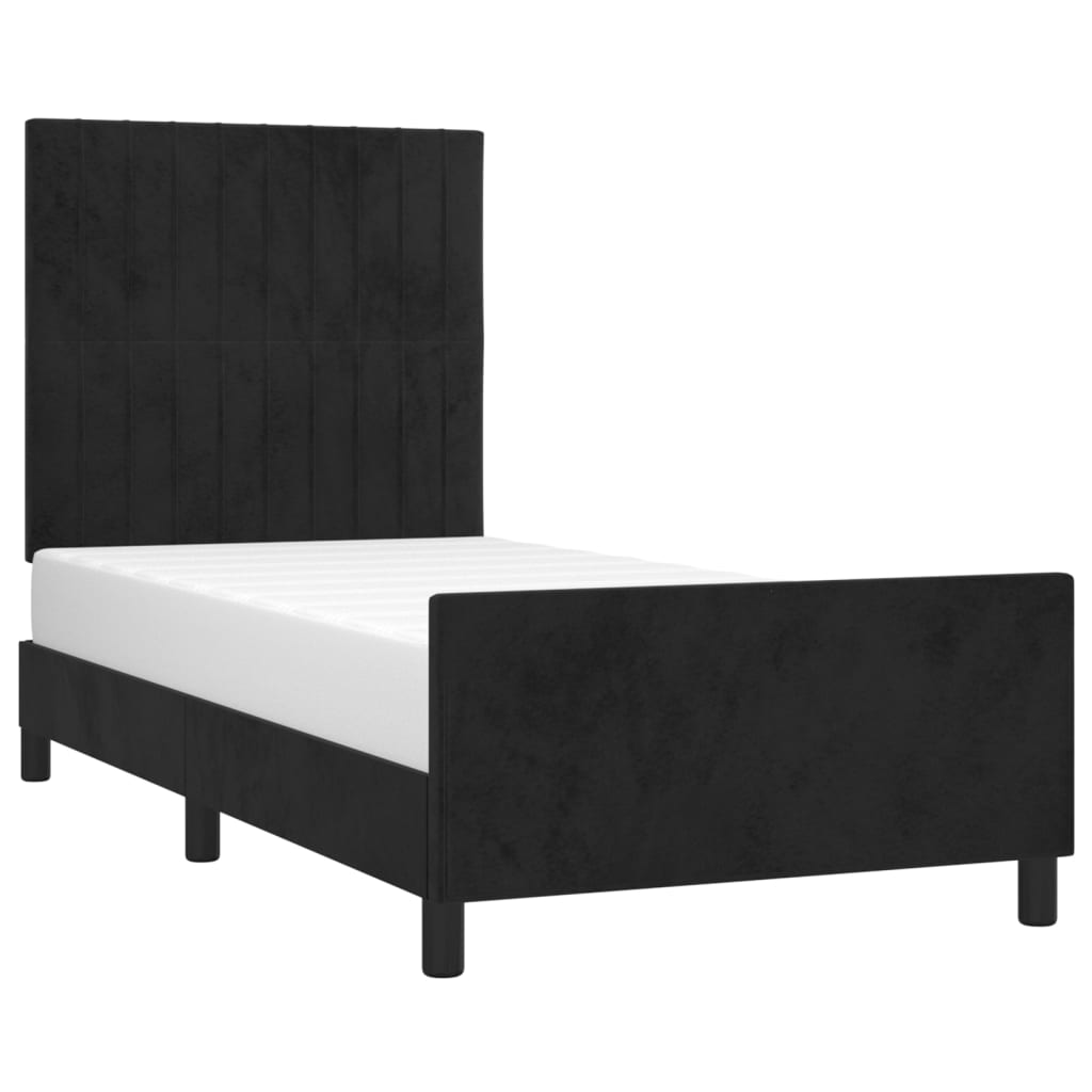 Estrutura de cama sem colchão 100x200 cm veludo preto