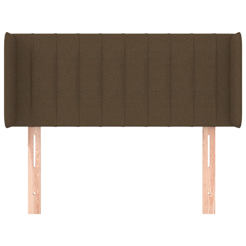 Cabeceira de cama c/ abas tecido 103x16x78/88cm castanho-escuro