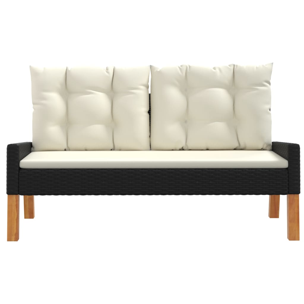 4 Pcs conj. lounge jardim c/ almofadões vime PE/madeira maciça