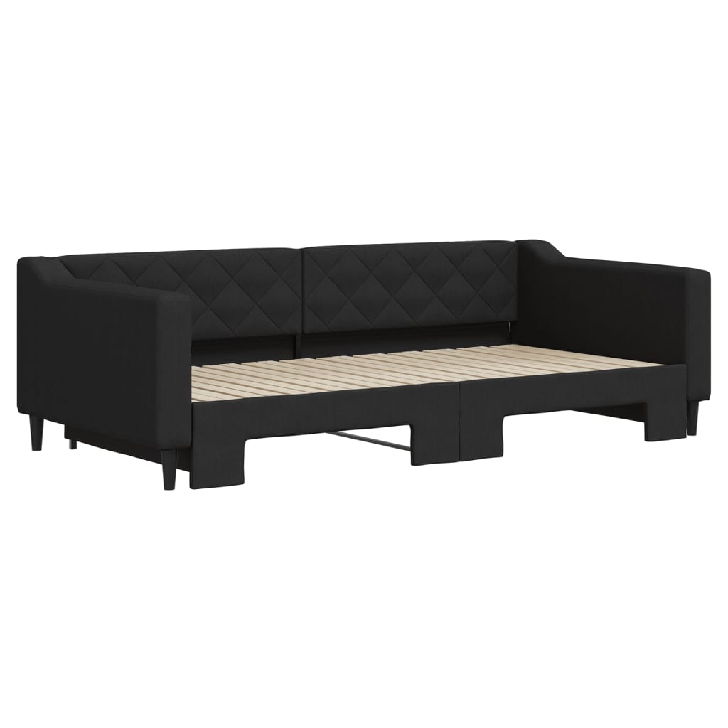 Sofá-cama com gavetão 100x200 cm tecido preto