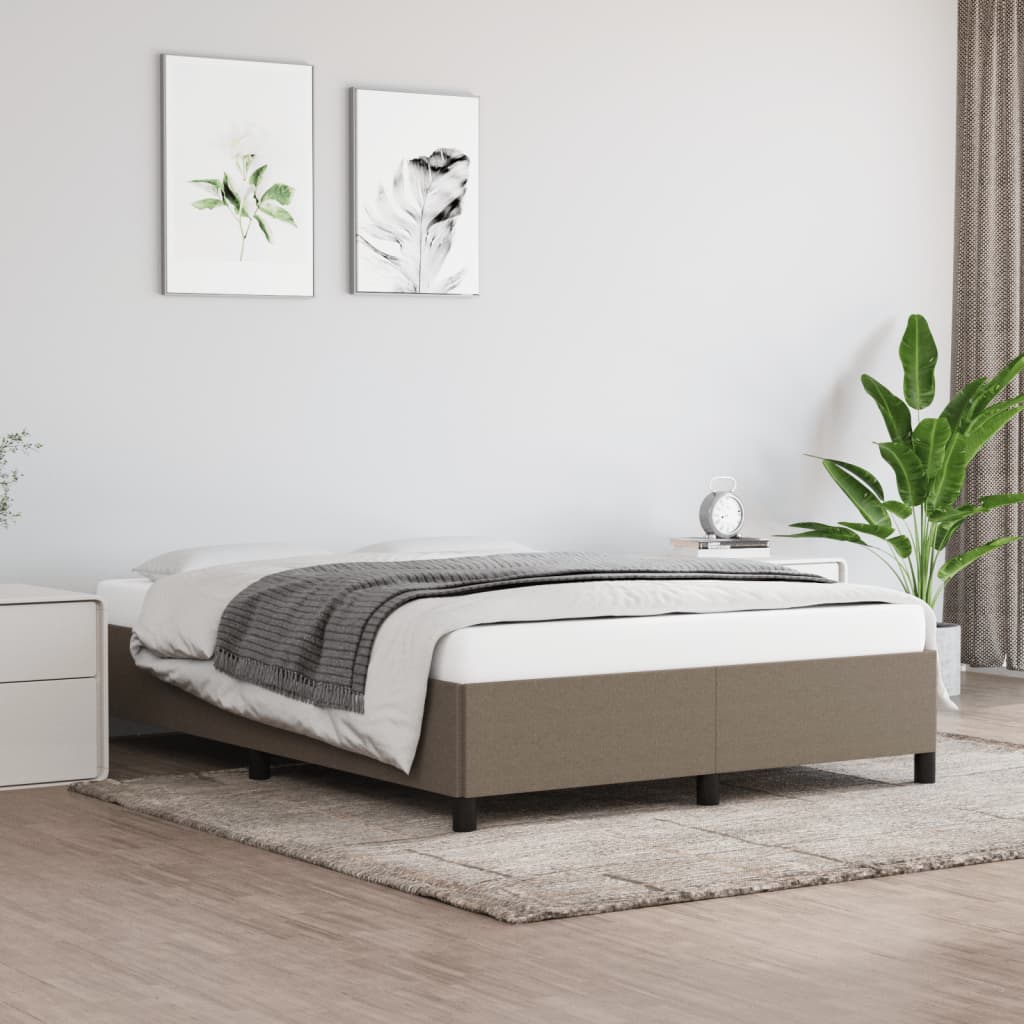 Cama sem colchão 140x190 cm tecido castanho-acinzentado