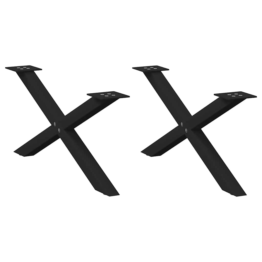 Pés para mesa de centro em formato de x, 2 peças, preto, 70x(30-31) cm, aço