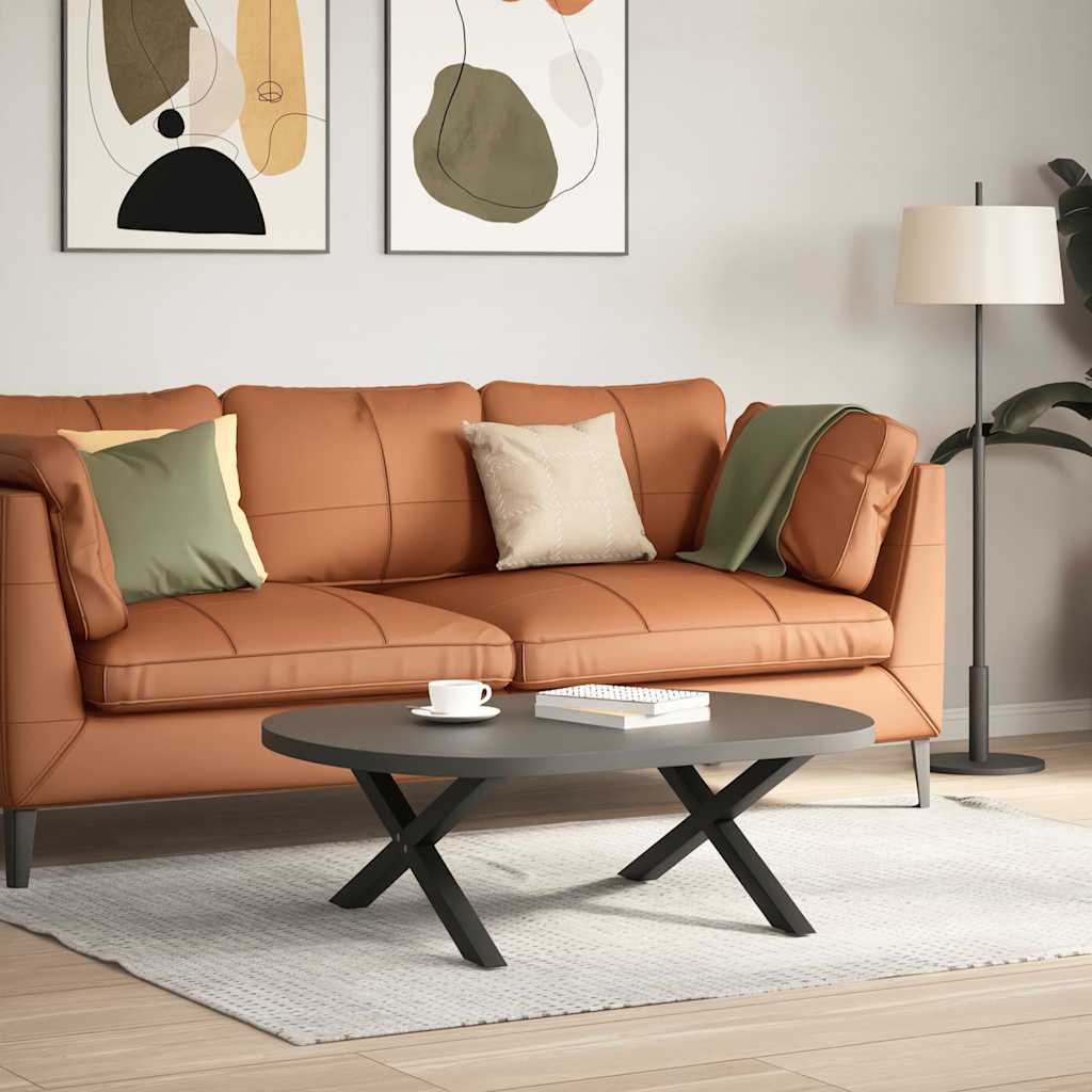 Pés para mesa de centro em formato de x, 2 peças, preto, 70x(30-31) cm, aço