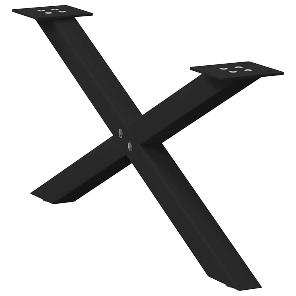 Pés para mesa de centro em formato de x, 2 peças, preto, 70x(30-31) cm, aço