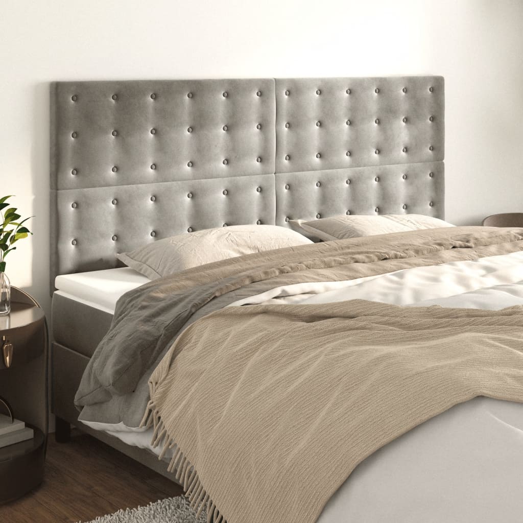 Cabeceira cinza claro 200x5x118/128 cm veludo