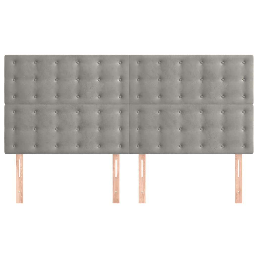 Cabeceira cinza claro 200x5x118/128 cm veludo