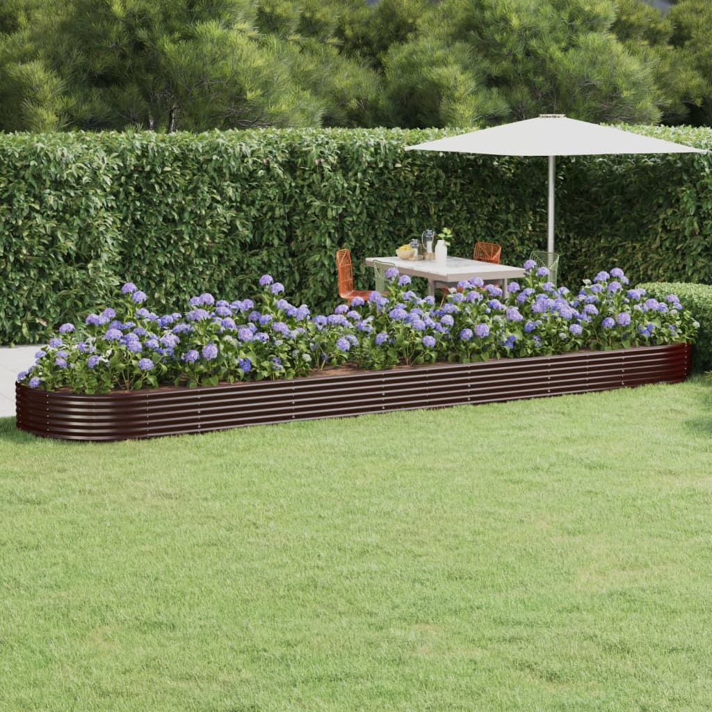 Canteiro elevado jardim 600x140x36 aço galvanizado castanho