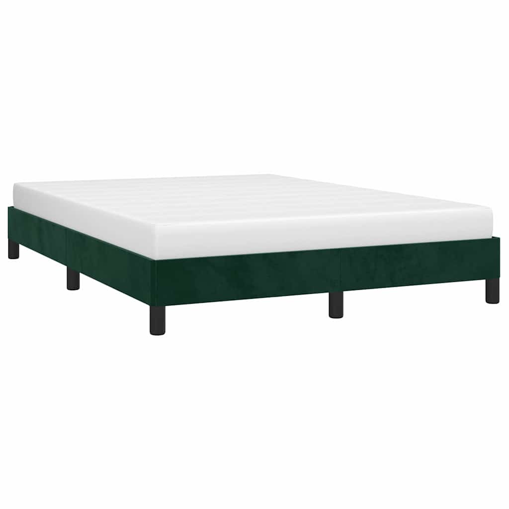 Estrutura de cama sem colchão 140x190 cm veludo verde-escuro