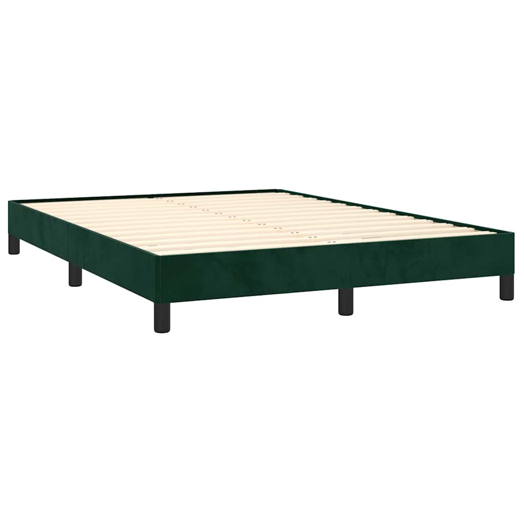 Estrutura de cama sem colchão 140x190 cm veludo verde-escuro