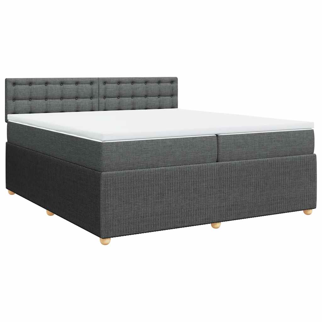 Cama com molas/colchão 200x200 cm tecido cinzento-escuro