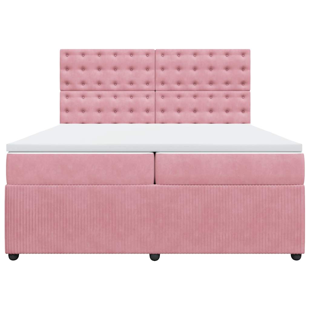 Cama com molas/colchão 200x200 cm veludo rosa