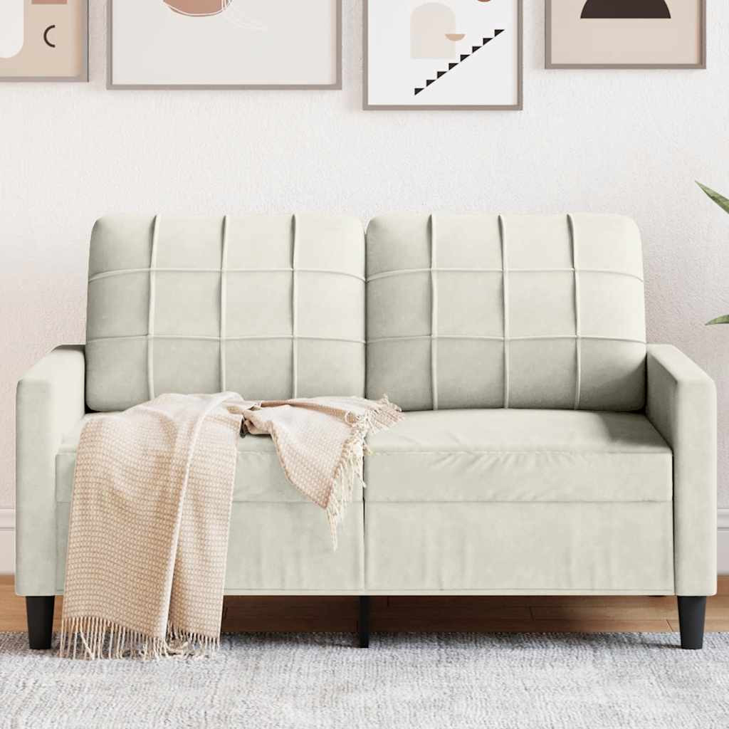 Sofá de 2 lugares veludo 120 cm cor creme