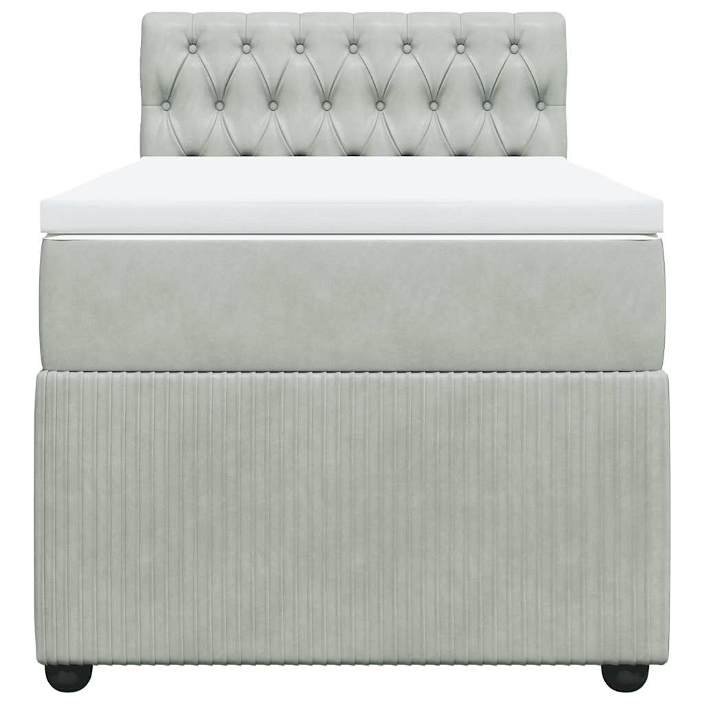 Cama com molas/colchão 90x200 cm veludo cinza-claro