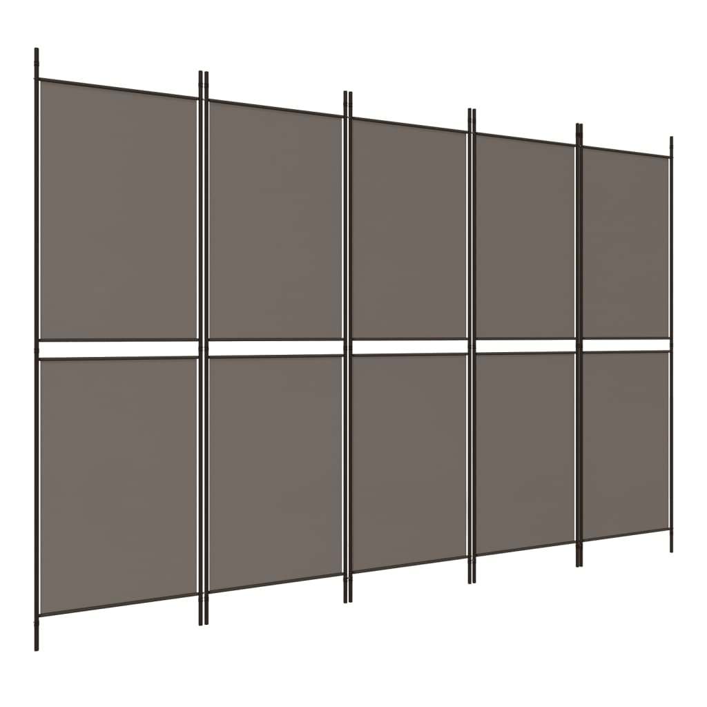 Divisória de quarto com 5 painéis 250x200 cm tecido antracite