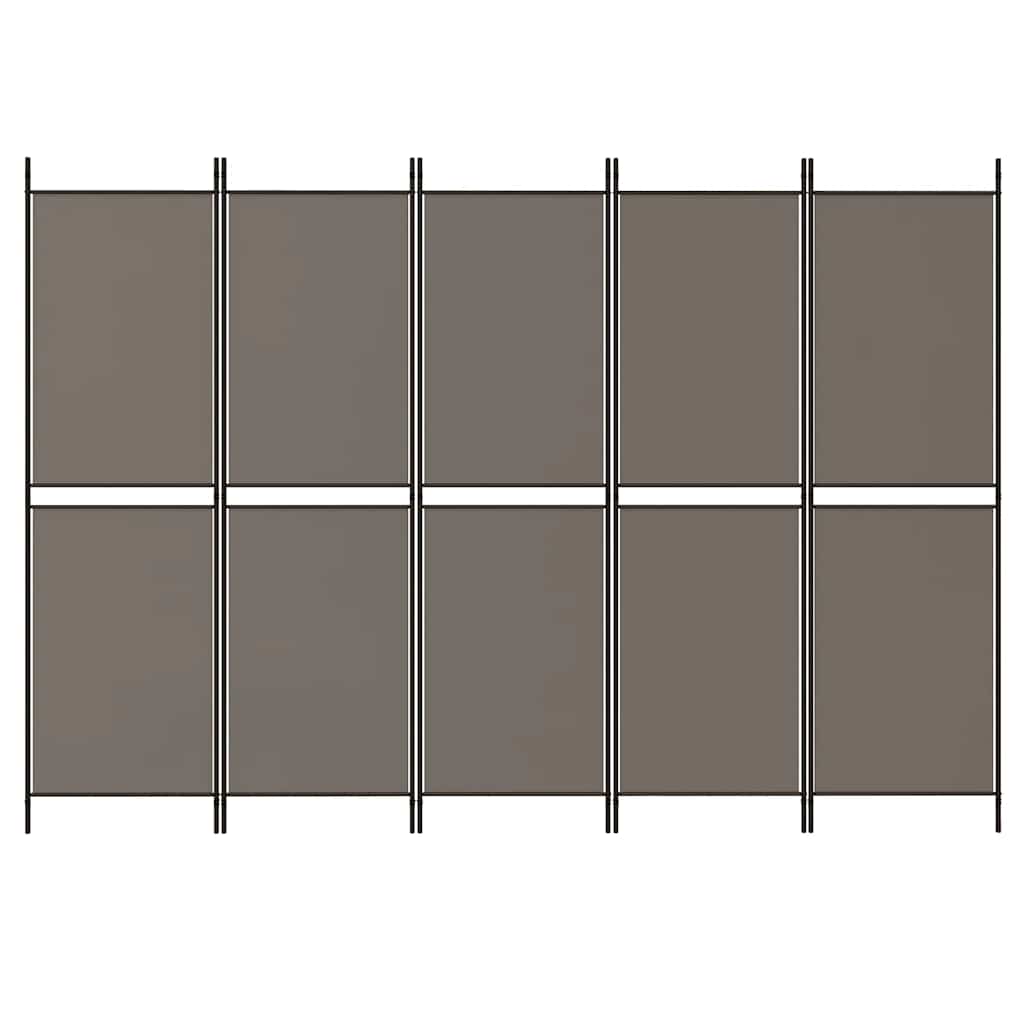 Divisória de quarto com 5 painéis 250x200 cm tecido antracite