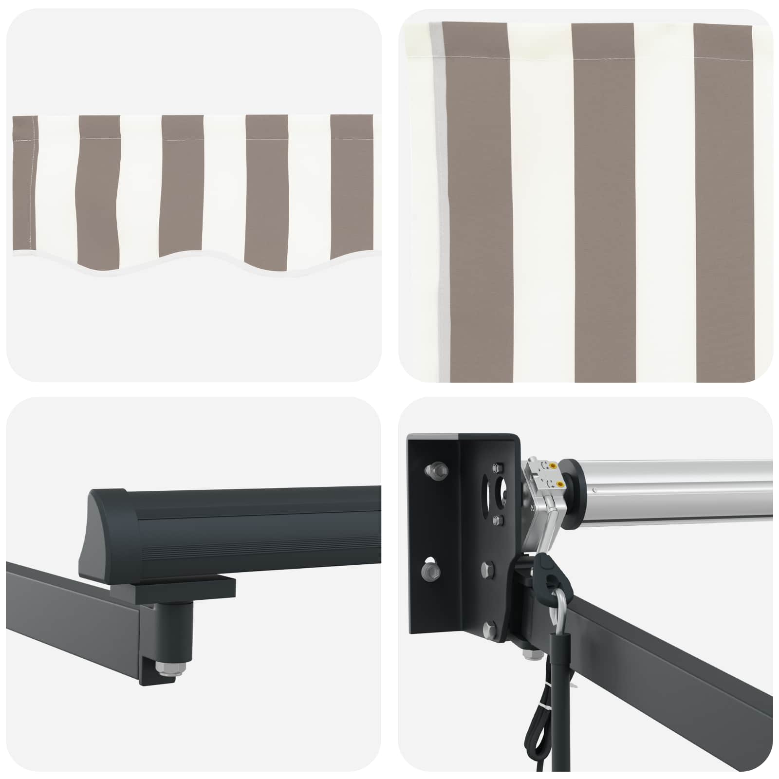 Toldo retrátil elétrico cinza claro e branco