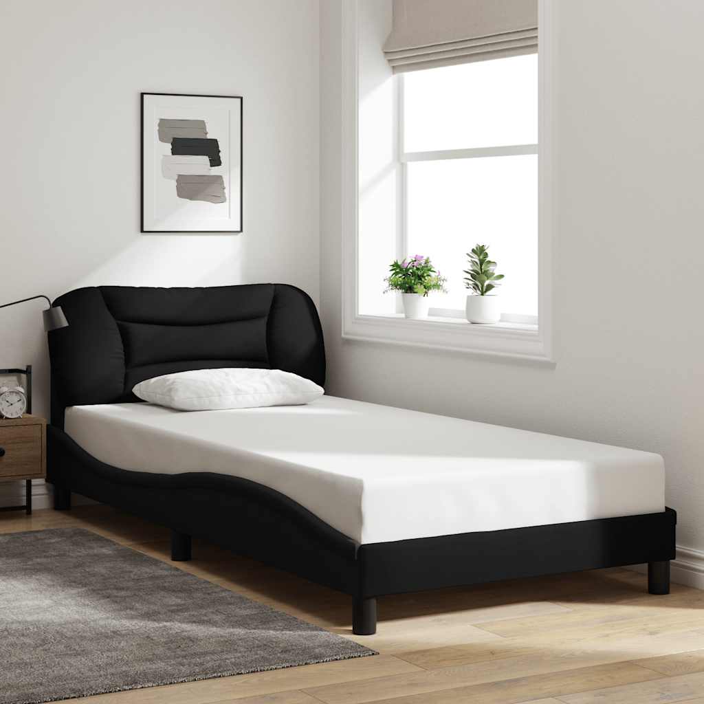 Estrutura de cama sem colchão hvar 100x200 cm tecido preto