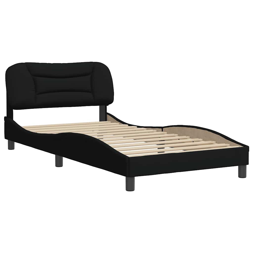Estrutura de cama sem colchão hvar 100x200 cm tecido preto
