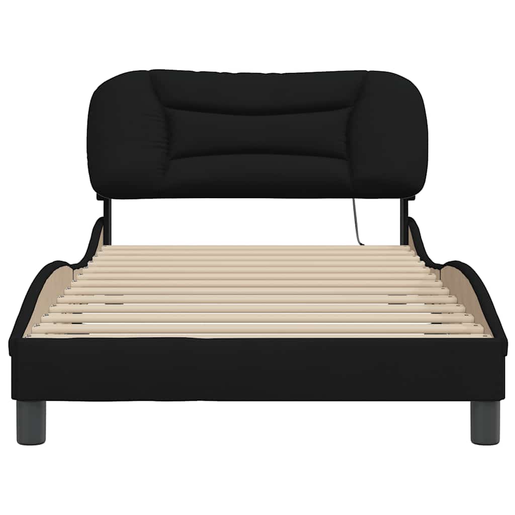 Estrutura de cama sem colchão hvar 100x200 cm tecido preto