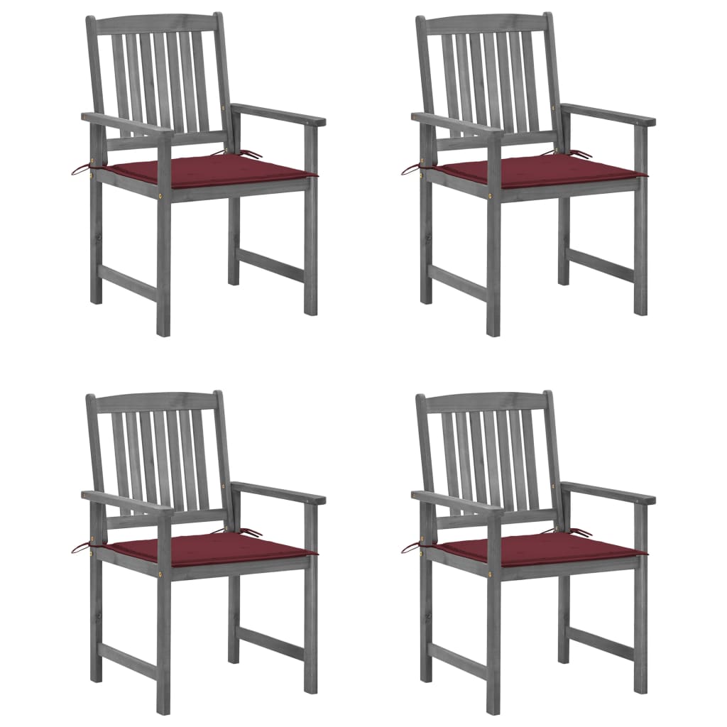 Cadeiras de jardim com almofadões 4 pcs acácia maciça cinza