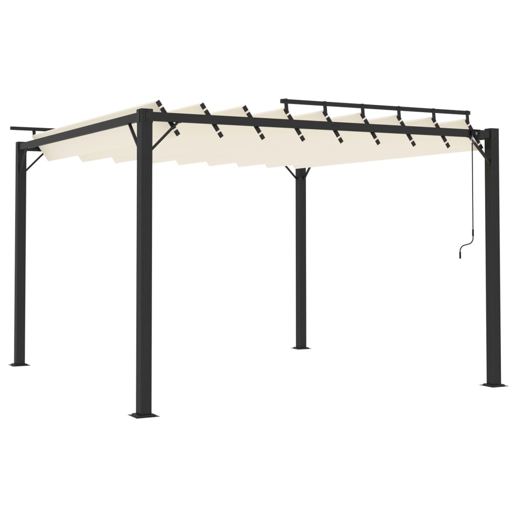 Gazebo com telhado de persiana 3x3 m tecido creme e alumínio