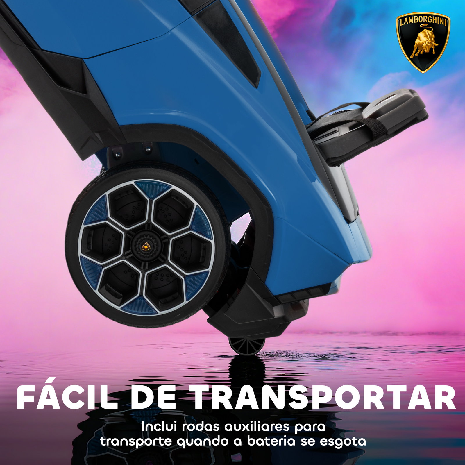 Carro elétrico para crianças 12v com motor duplo rodas com suspensão faróis música USB 101,5x49x43 cm azul