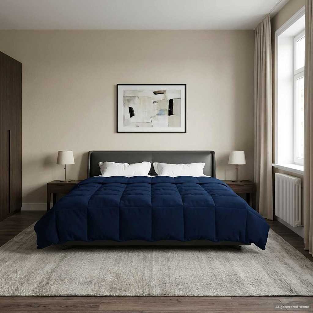 Edredom de verão simples azul escuro 240 x 260 cm microfibra