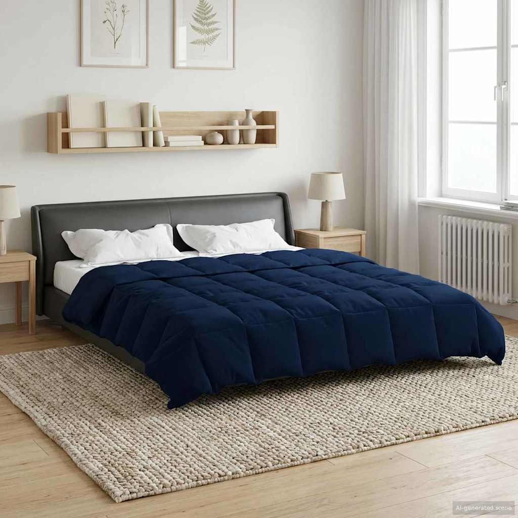 Edredom de verão simples azul escuro 240 x 260 cm microfibra