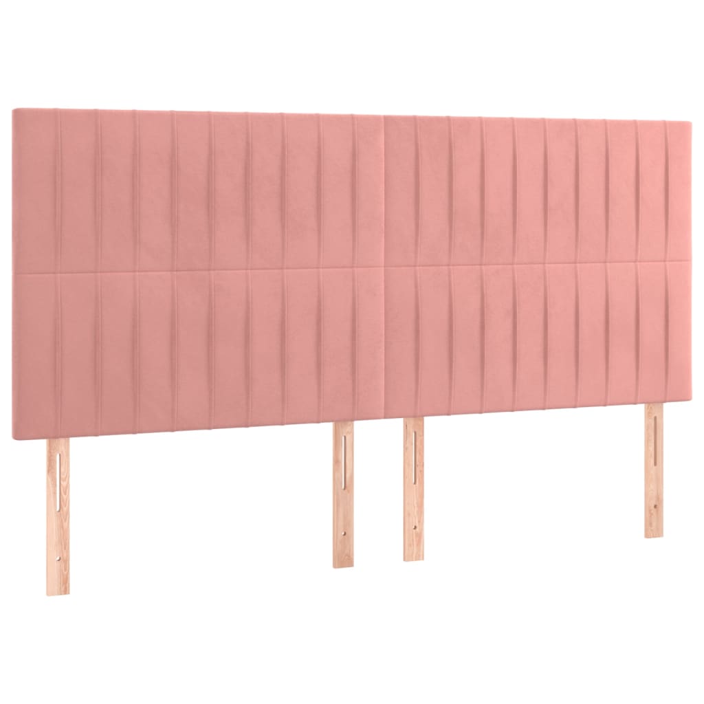 Cabeceira de cama c/ luzes LED veludo 180x5x118/128 cm rosa