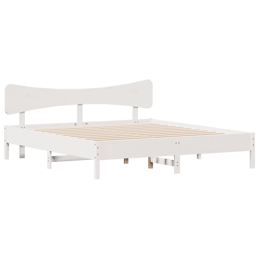 Cama sem colchão 160x200 cm madeira de pinho maciça branco