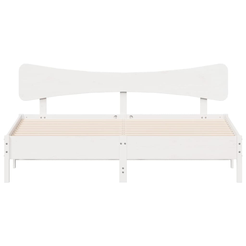Cama sem colchão 160x200 cm madeira de pinho maciça branco