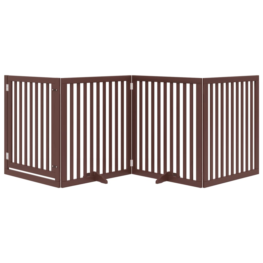 Portão p/ cães c/ porta dobrável 4 painéis 320cm álamo castanho