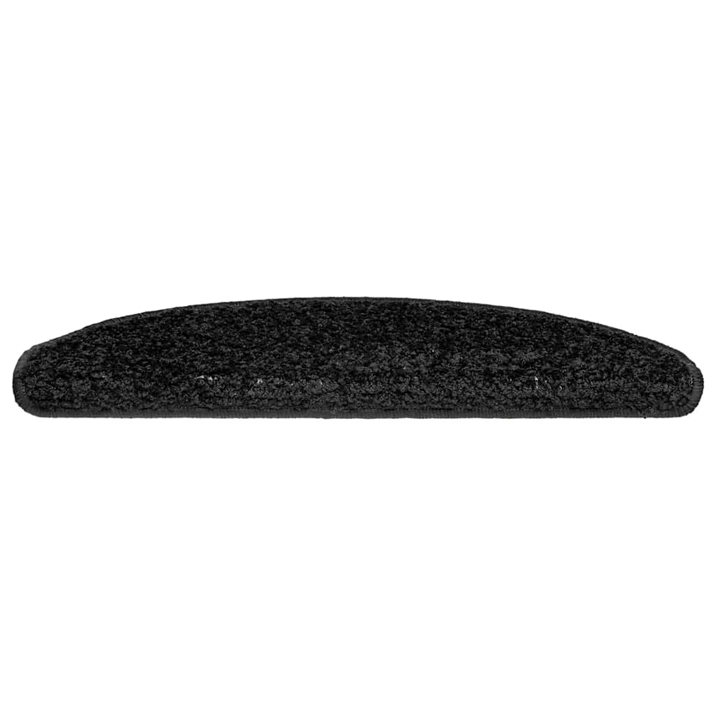 Tapetes de escada 30 peças 65x21x4 cm pretos semicirculares grandes