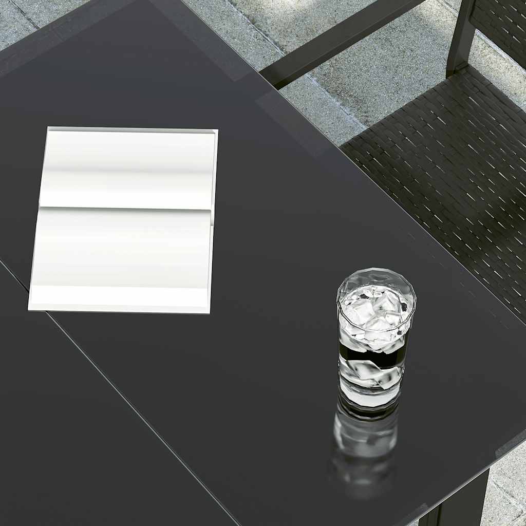 Mesa de jantar para jardim 160x80x74 cm aço/vidro temperado
