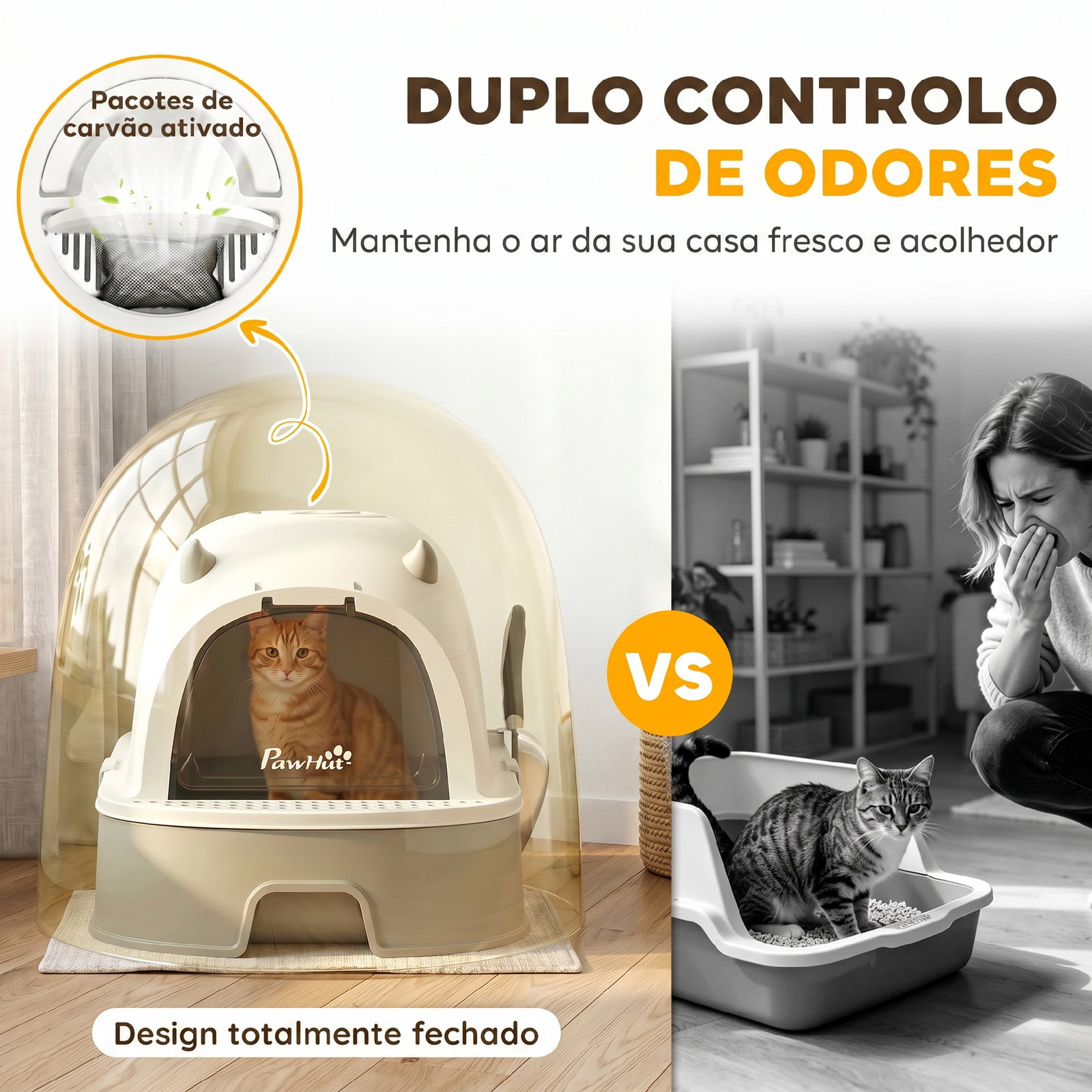 Caixa de areia para gatos l com tampa superior removível tabuleiro em aço inoxidável porta frontal e pá cinza