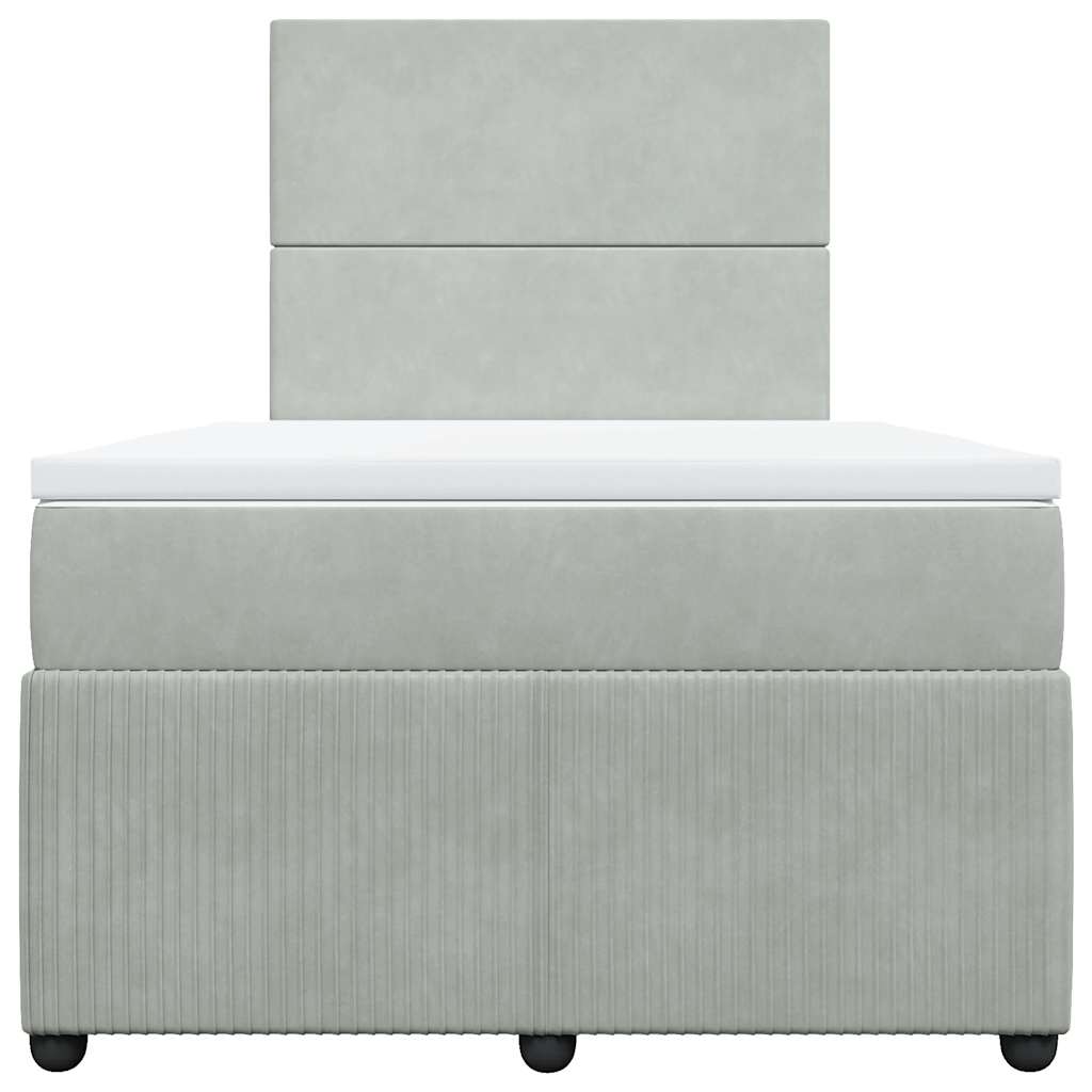 Cama boxspring c/ colchão 120x200 cm veludo cinzento-claro