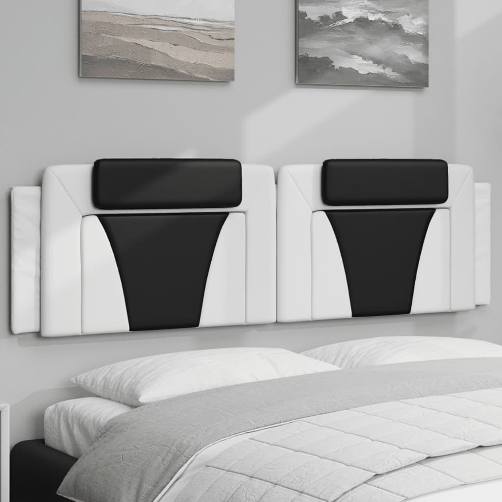 Almofadão de cabeceira viana 180 cm couro artificial branco e preto